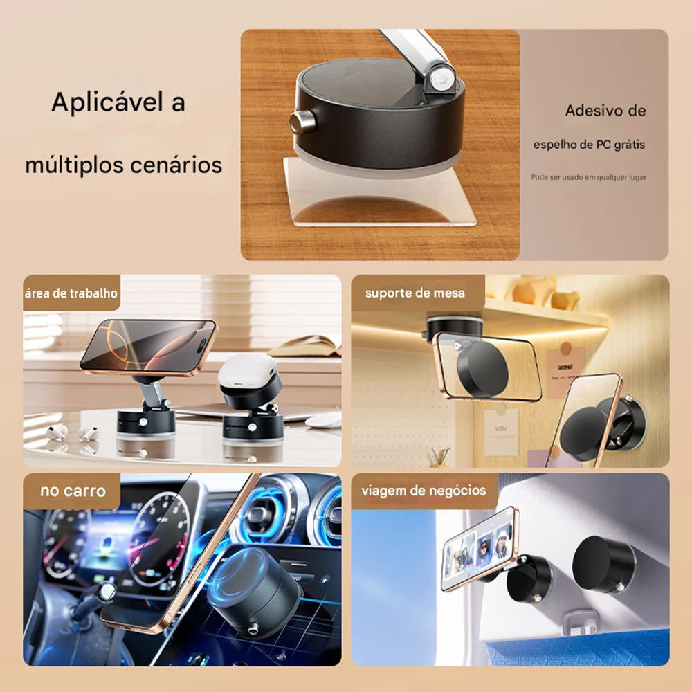 Suporte Magnético de Carro com Fixação a Vácuo 360°