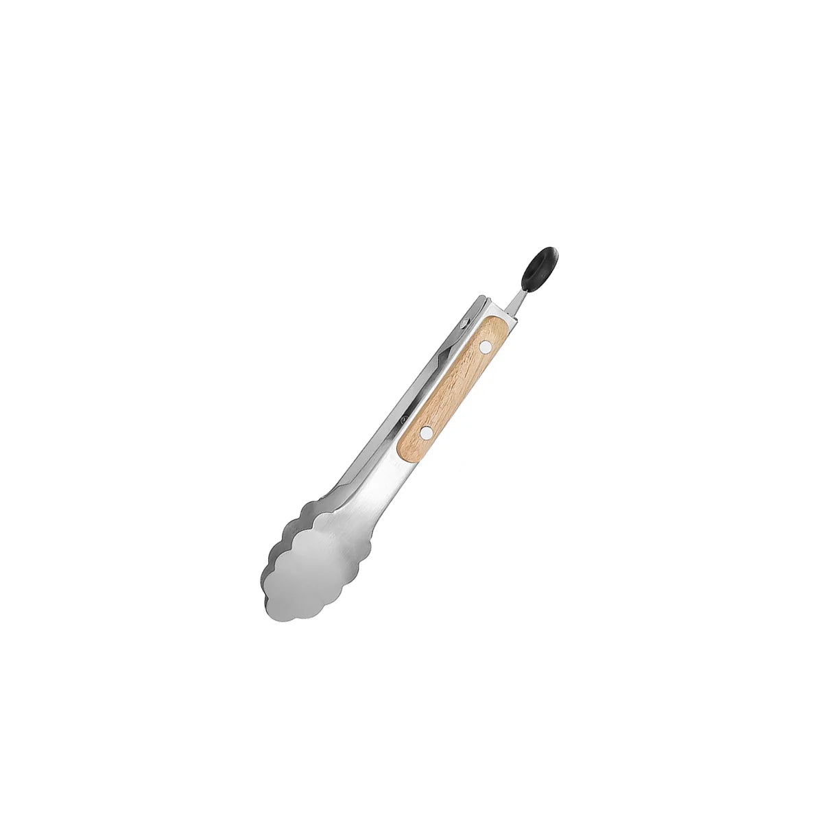 Stainless Steel Cooking Tong with Oak Handle, Barbecue Tong Salad Tong with Locking Ring, Kitchen Gadget for Salad Grilling BBQ