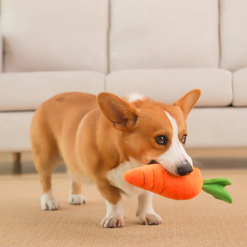 Dog Toy Pet Carrot Plush Toy Vegetable Chew Toy with Sound for Small Medium Dogs Bite-resistant Pet Chew for Dogs