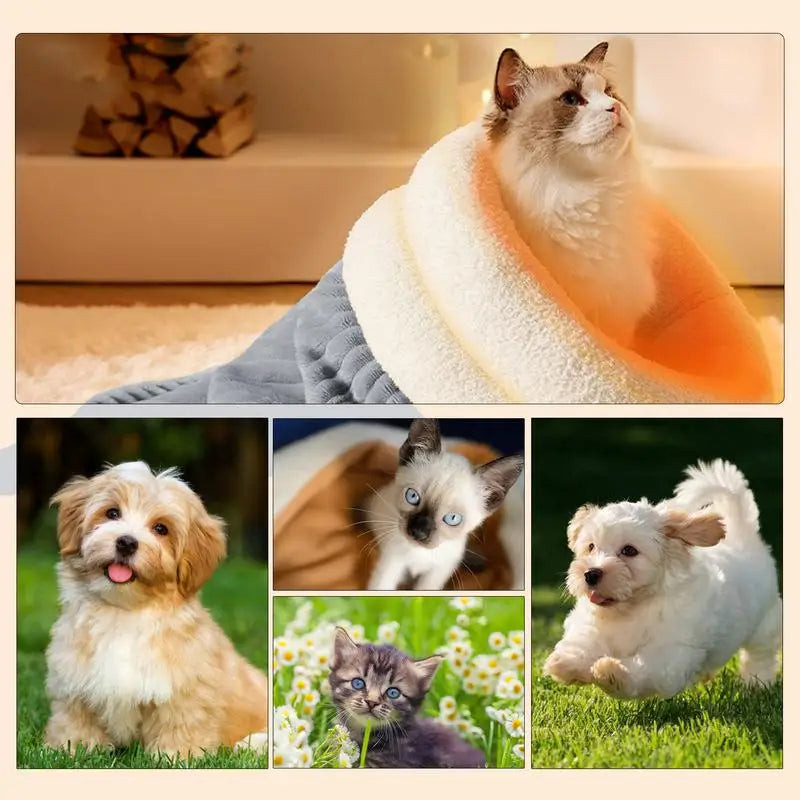 Cat Cave Sleeping Bag Pet Mat Winter Thickening Warming Pad Sack Burrowing Cozy Soft Comfortable Bed for Indoor Outdoor Pets
