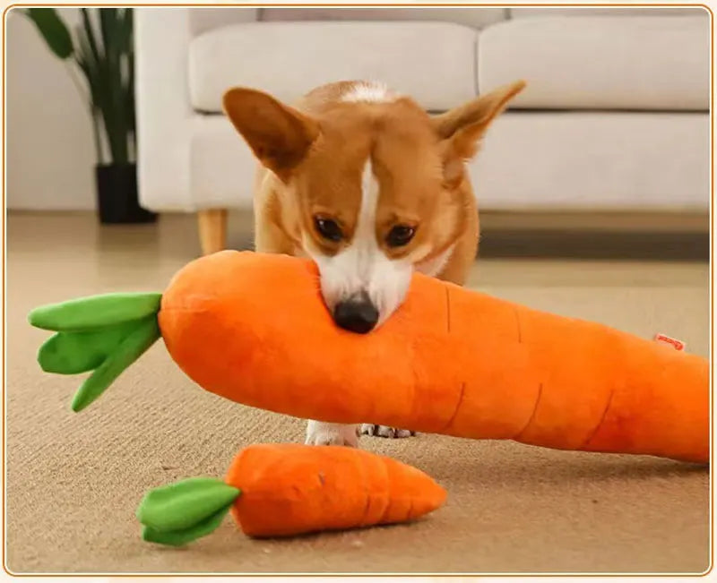 Dog Toy Pet Carrot Plush Toy Vegetable Chew Toy with Sound for Small Medium Dogs Bite-resistant Pet Chew for Dogs