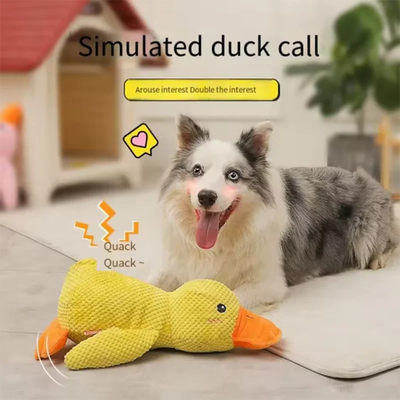 Duck dog toy plush chew resistant durable dog toy with quacking sound teeth grinding relief soft companion for small large dog
