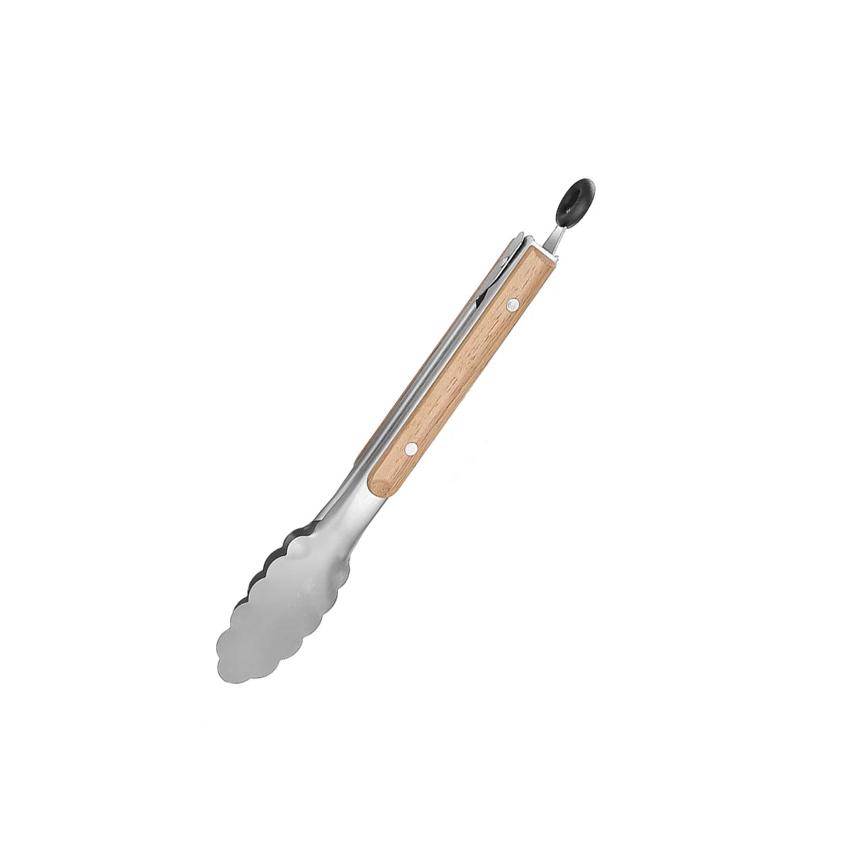 Stainless Steel Cooking Tong with Oak Handle, Barbecue Tong Salad Tong with Locking Ring, Kitchen Gadget for Salad Grilling BBQ