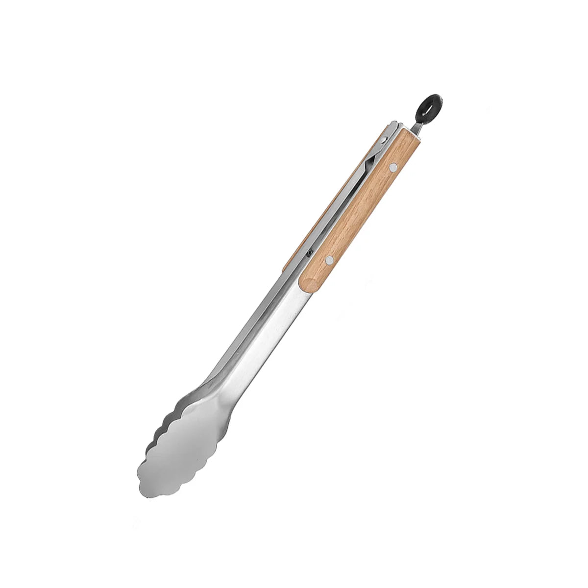 Stainless Steel Cooking Tong with Oak Handle, Barbecue Tong Salad Tong with Locking Ring, Kitchen Gadget for Salad Grilling BBQ