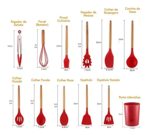 Kit 12 Peças Antiferrugem Utensílios de Cozinha