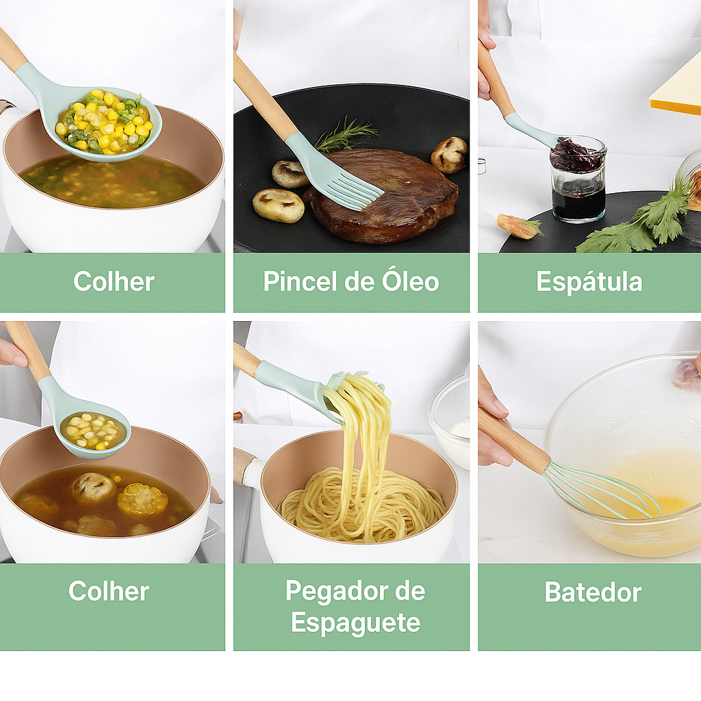 Kit 12 Peças Antiferrugem Utensílios de Cozinha