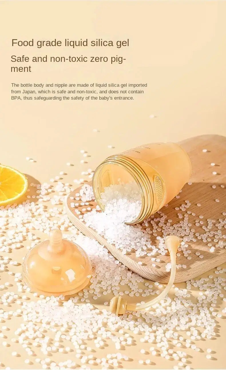 Baby Bottle 250/150ml Silver Nanoparticle Antibacterial Baby Silicone Bottle Baby Weaning Anti Suffocation Nipple Bottle