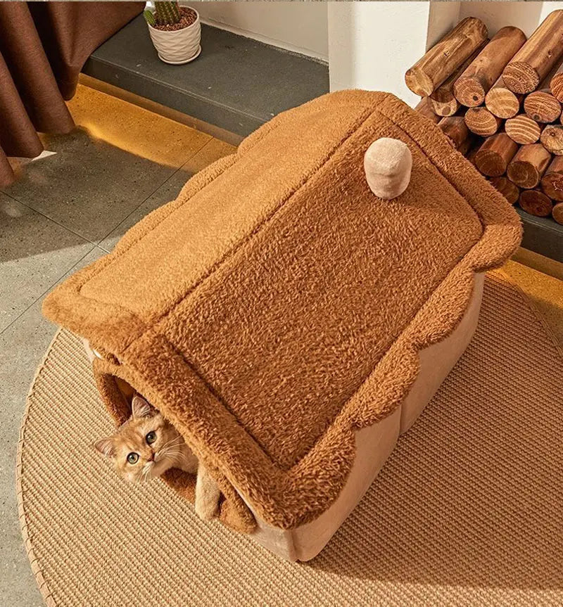 Foldable Pet House Removable Washable Cat Bed Indoor Warm Dog with Pet Bed House Cushion Suitable for Small Medium Large Pets
