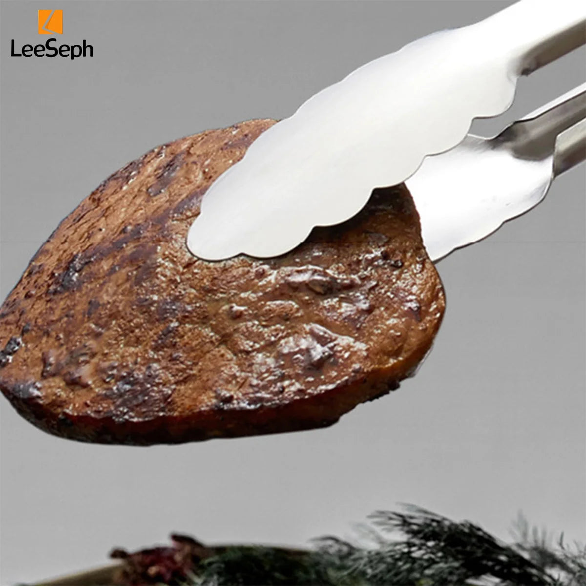 Stainless Steel Cooking Tong with Oak Handle, Barbecue Tong Salad Tong with Locking Ring, Kitchen Gadget for Salad Grilling BBQ