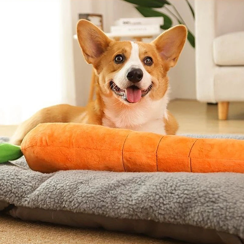 Dog Toy Pet Carrot Plush Toy Vegetable Chew Toy with Sound for Small Medium Dogs Bite-resistant Pet Chew for Dogs
