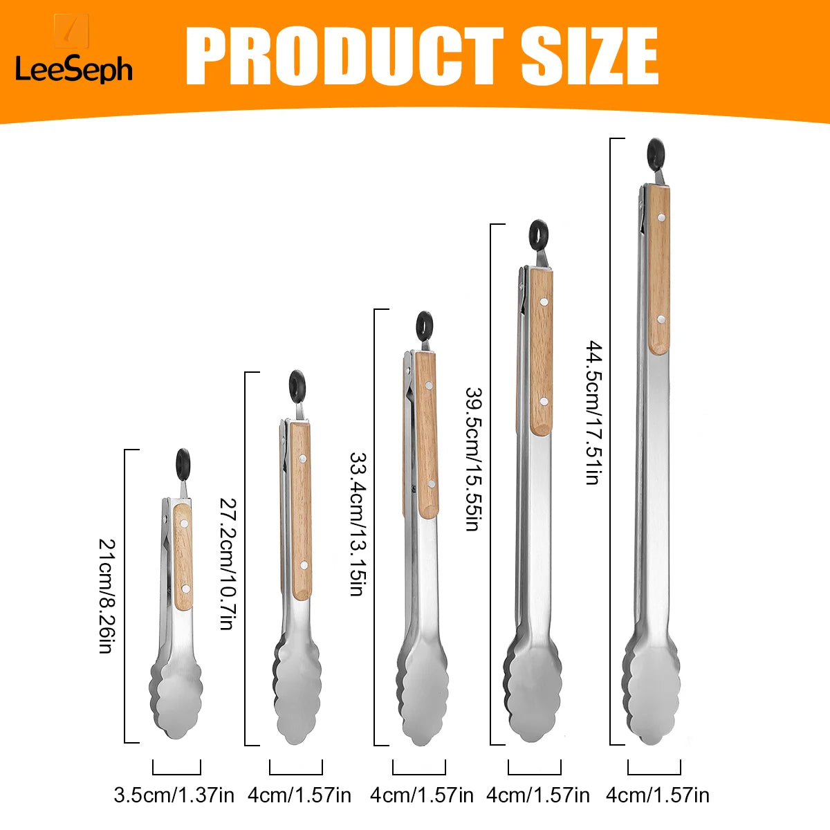 Stainless Steel Cooking Tong with Oak Handle, Barbecue Tong Salad Tong with Locking Ring, Kitchen Gadget for Salad Grilling BBQ