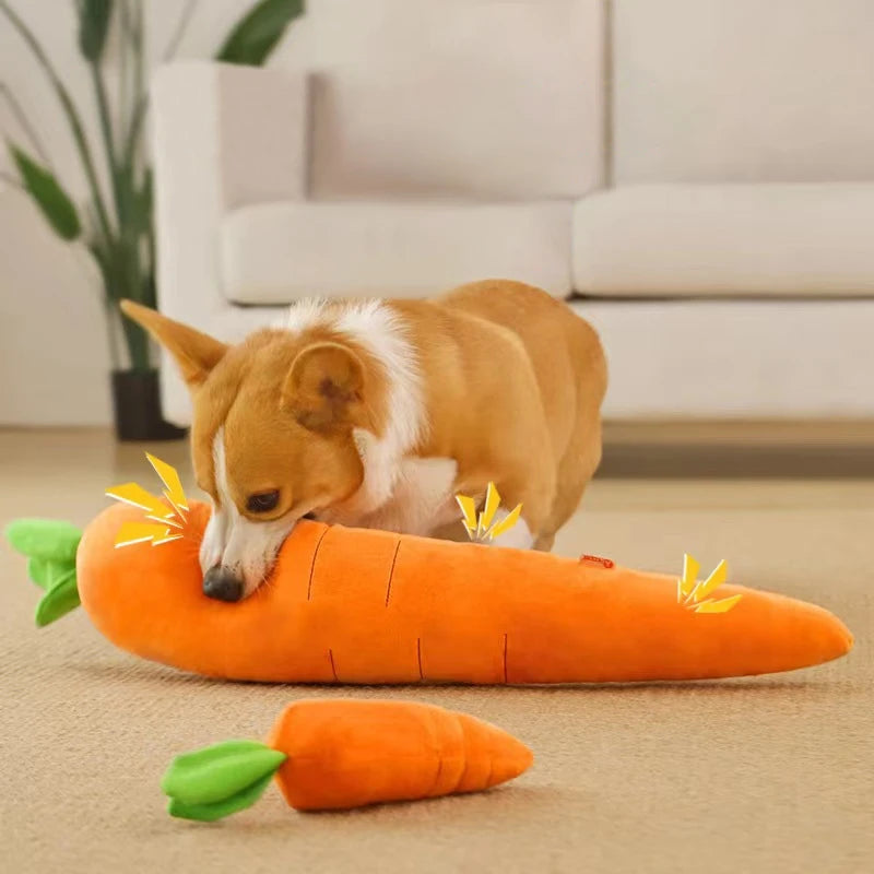Dog Toy Pet Carrot Plush Toy Vegetable Chew Toy with Sound for Small Medium Dogs Bite-resistant Pet Chew for Dogs