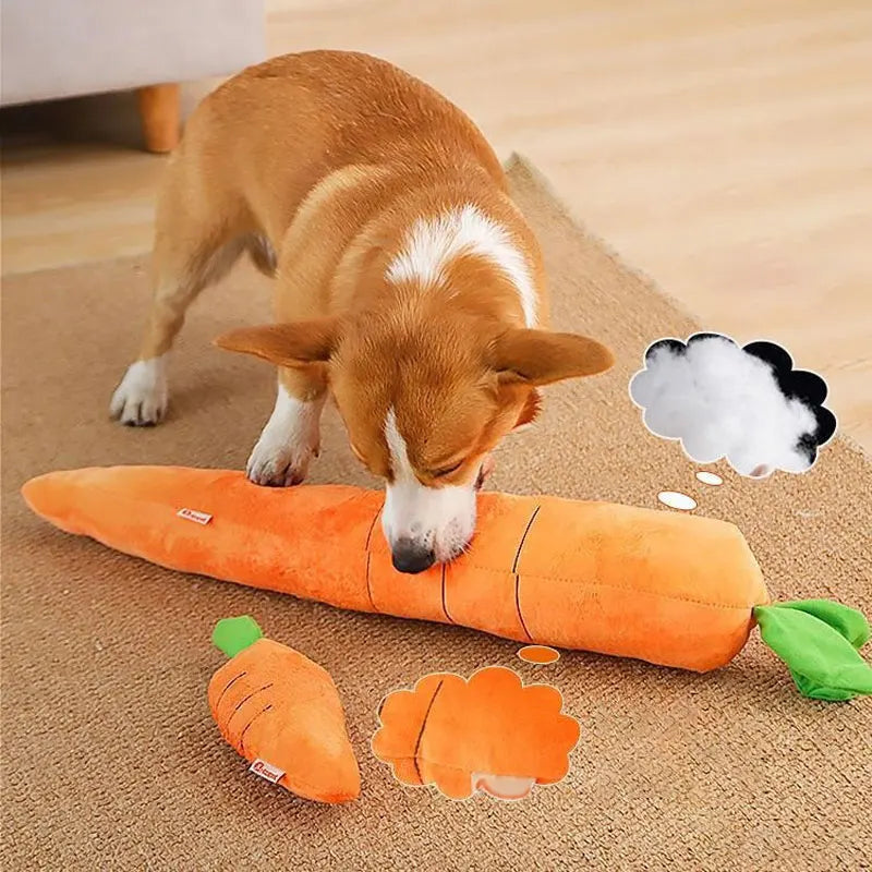 Dog Toy Pet Carrot Plush Toy Vegetable Chew Toy with Sound for Small Medium Dogs Bite-resistant Pet Chew for Dogs