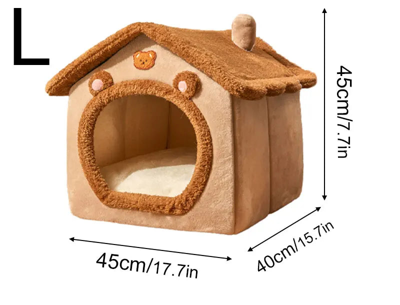 Foldable Pet House Removable Washable Cat Bed Indoor Warm Dog with Pet Bed House Cushion Suitable for Small Medium Large Pets
