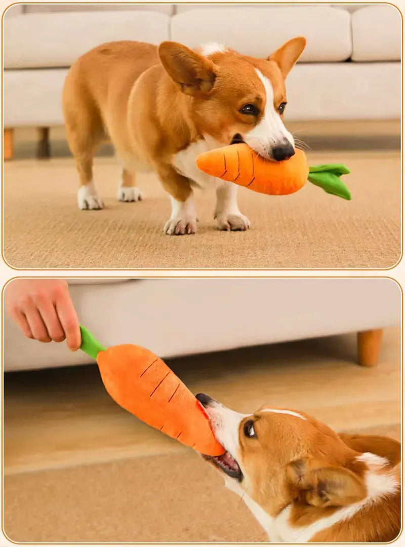 Dog Toy Pet Carrot Plush Toy Vegetable Chew Toy with Sound for Small Medium Dogs Bite-resistant Pet Chew for Dogs