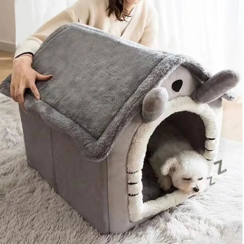 Foldable Pet House Removable Washable Cat Bed Indoor Warm Dog with Pet Bed House Cushion Suitable for Small Medium Large Pets