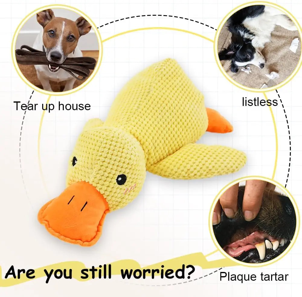 Duck dog toy plush chew resistant durable dog toy with quacking sound teeth grinding relief soft companion for small large dog