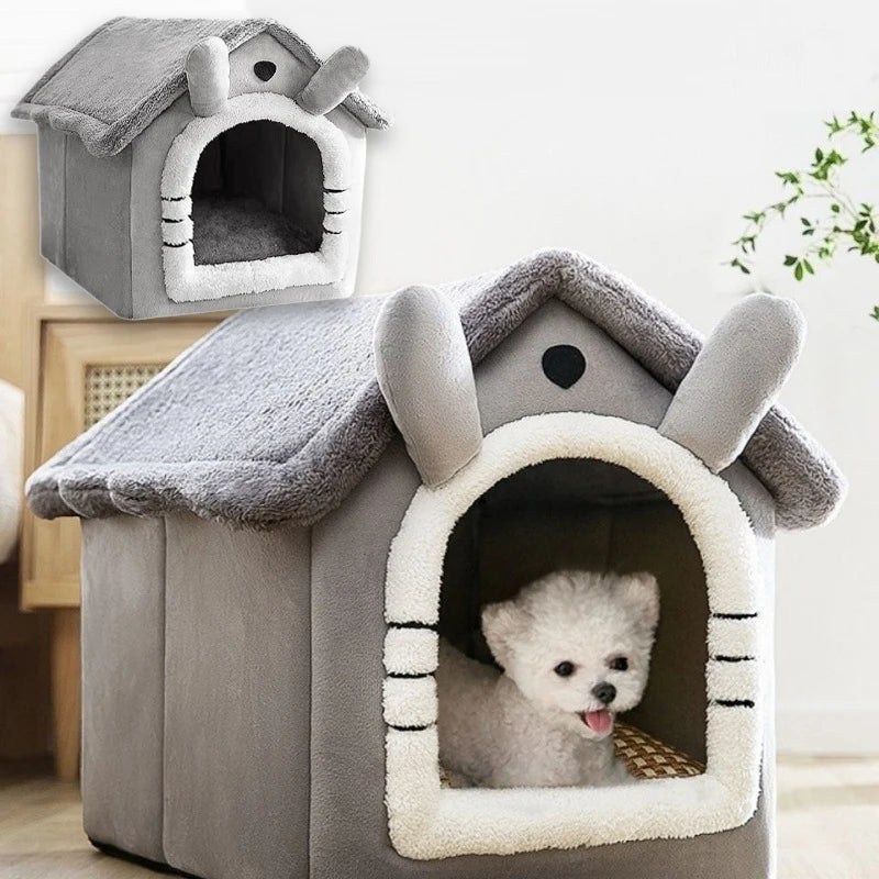 Foldable Pet House Removable Washable Cat Bed Indoor Warm Dog with Pet Bed House Cushion Suitable for Small Medium Large Pets