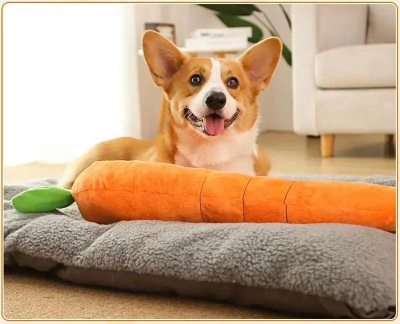 Dog Toy Pet Carrot Plush Toy Vegetable Chew Toy with Sound for Small Medium Dogs Bite-resistant Pet Chew for Dogs