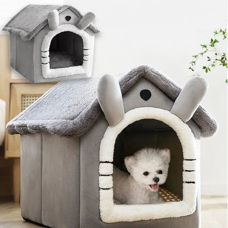 Foldable Pet House Removable Washable Cat Bed Indoor Warm Dog with Pet Bed House Cushion Suitable for Small Medium Large Pets