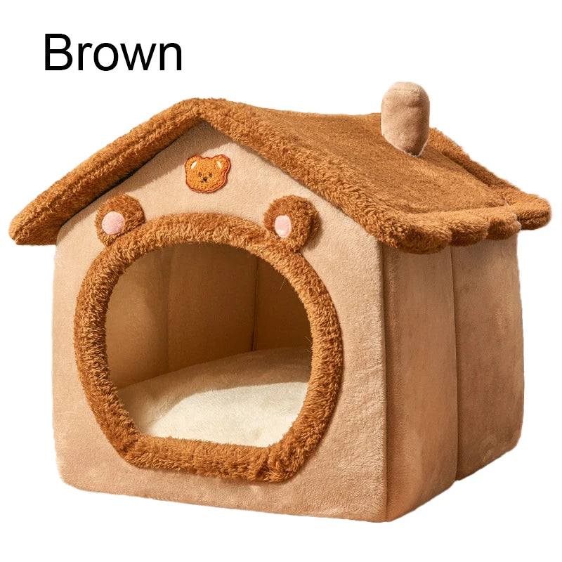 Foldable Pet House Removable Washable Cat Bed Indoor Warm Dog with Pet Bed House Cushion Suitable for Small Medium Large Pets