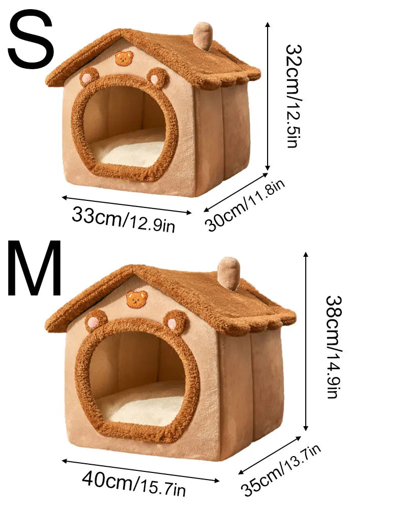 Foldable Pet House Removable Washable Cat Bed Indoor Warm Dog with Pet Bed House Cushion Suitable for Small Medium Large Pets